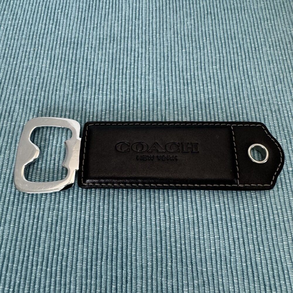 Coach New York Black Leather Bottle Opener